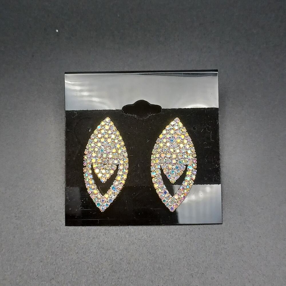 Aurora Borealis Marquise Statement Earrings AB Geometric